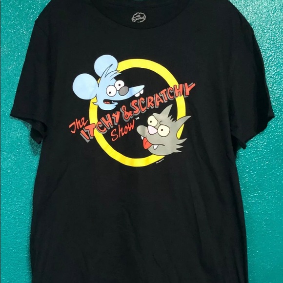 The Simpsons Itchy Scratchy Large Black Shirt